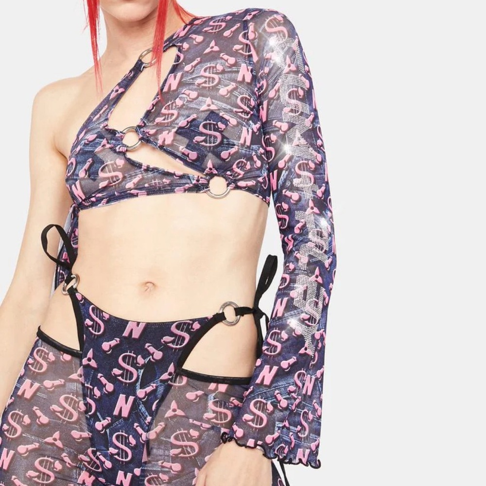 Namilia Cum and Play one shoulder tie top multi